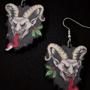 Creepmas Krampus Earrings, Horror German Monster Norse Mythology Evil Santa